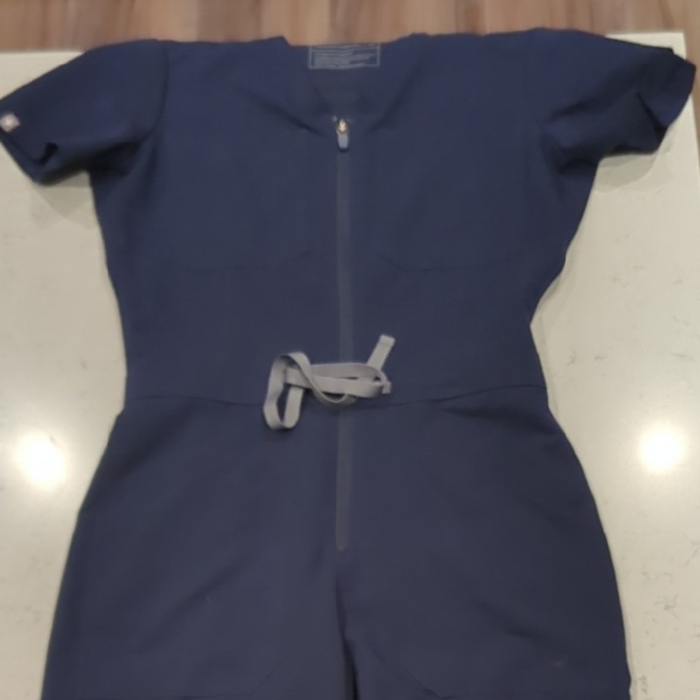 Figs Navy Blue Jumpsuit with Gray Accents